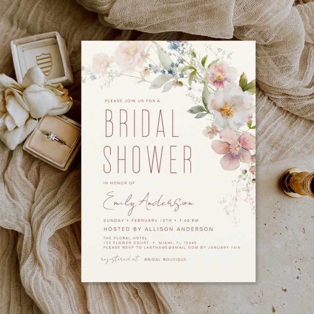 Lámina Invitación a la ducha de novias entre flores silve (Subido por el creador)