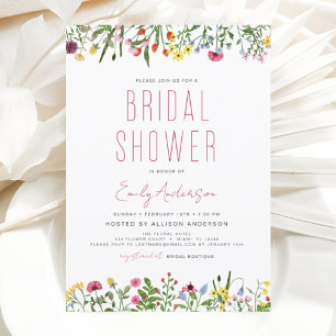Lámina Invitación a la ducha de novias entre flores silve