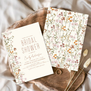 Lámina Invitación a la ducha de novias entre flores silve
