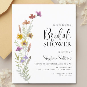 Lámina Invitación a la ducha de novias entre flores silve