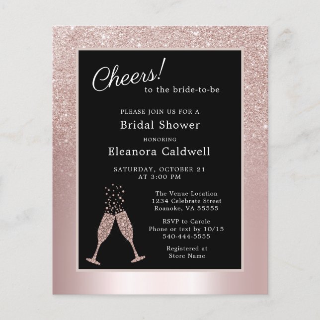 Lámina Invitación a la ducha de novias Rubor con tostadas (Anverso)