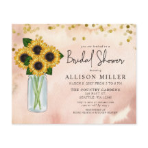 Invitación a la ducha de novias Rustic Sunflowers