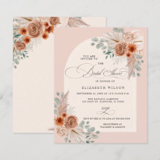 Lámina Invitación a la ducha de novias Terracotta Pampas