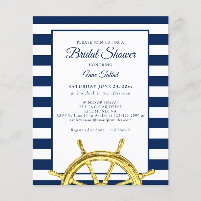Lámina Invitación a la ducha de oro de la Marina Náutica  (Anverso)