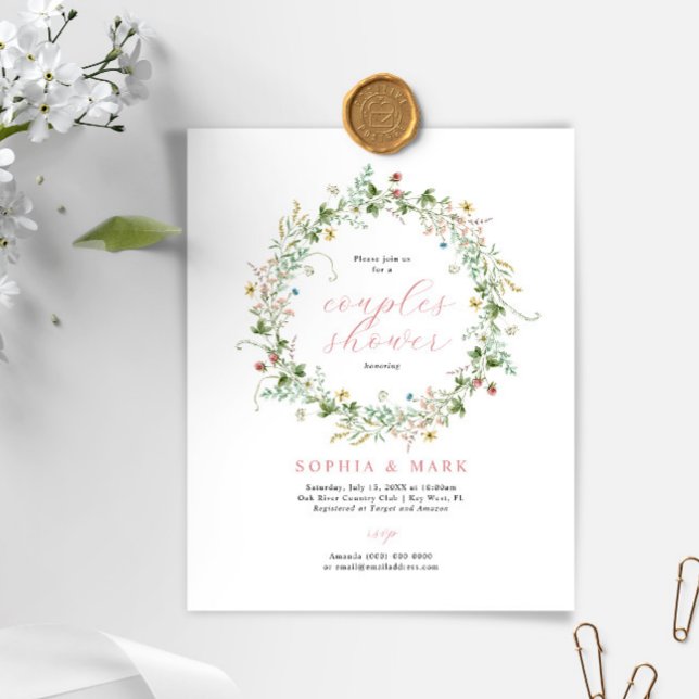 Lámina Invitación a la ducha de parejas de flores silvest (Subido por el creador)