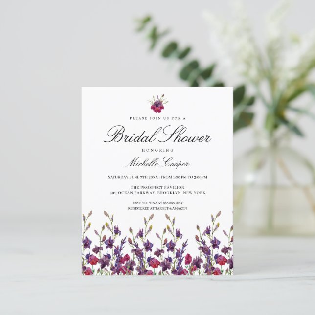Lámina Invitación a la ducha de putas botánicas púrpura (Anverso de pie)