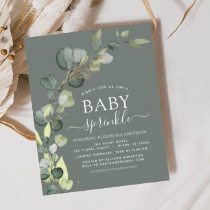 Lámina Invitación a la ducha de rociadores de Bebé verde 