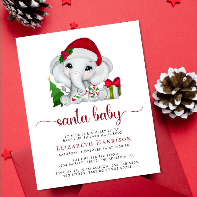 Lámina Invitación a la ducha elefante Santa Bebé (Subido por el creador)