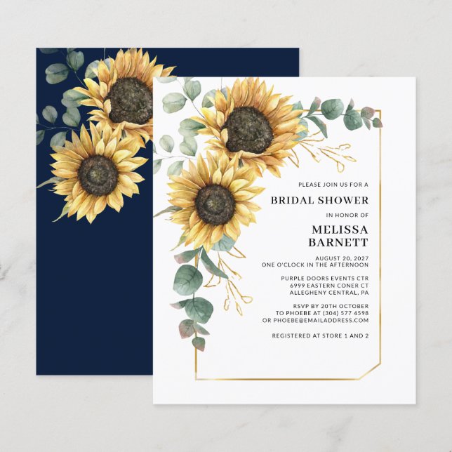 Lámina Invitación a la ducha nupcial de Eucalyptus Floral (Anverso / Reverso)