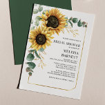 Lámina Invitación a la ducha nupcial de Eucalyptus Sunflo<br><div class="desc">Cree una moderna tarjeta de invitación a la ducha con flores de girasol floral con esta bonita plantilla con un bonito ramo rústico floral y una moderna tipografía simple. CONSEJO: En la colección que aparece a continuación se pueden encontrar tarjetas de suite boda como RSVP, programas de boda, carteles, tapiz,...</div>