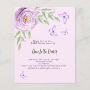 Lámina Invitación a la ducha nupcial de mariposas violeta