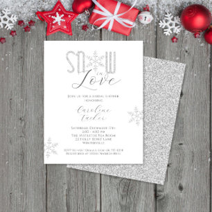 Lámina Invitación a la ducha nupcial de plata Snow in Lov