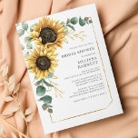 Lámina Invitación a la ducha nupcial de Sunflower Eucalyp<br><div class="desc">Cree una moderna tarjeta de invitación a la ducha con flores de girasol floral con esta bonita plantilla con un bonito ramo rústico floral y una moderna tipografía simple. CONSEJO: En la colección que aparece a continuación se pueden encontrar tarjetas de suite boda como RSVP, programas de boda, carteles, tapiz,...</div>