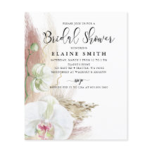 Invitación a la ducha nupcial orquídea Boho Pampas