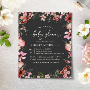 Lámina Invitación a la ducha peachy rosada elegante con p