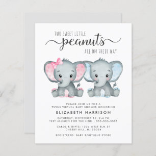 Lámina Invitación a la ducha virtual del elefante bebé ni