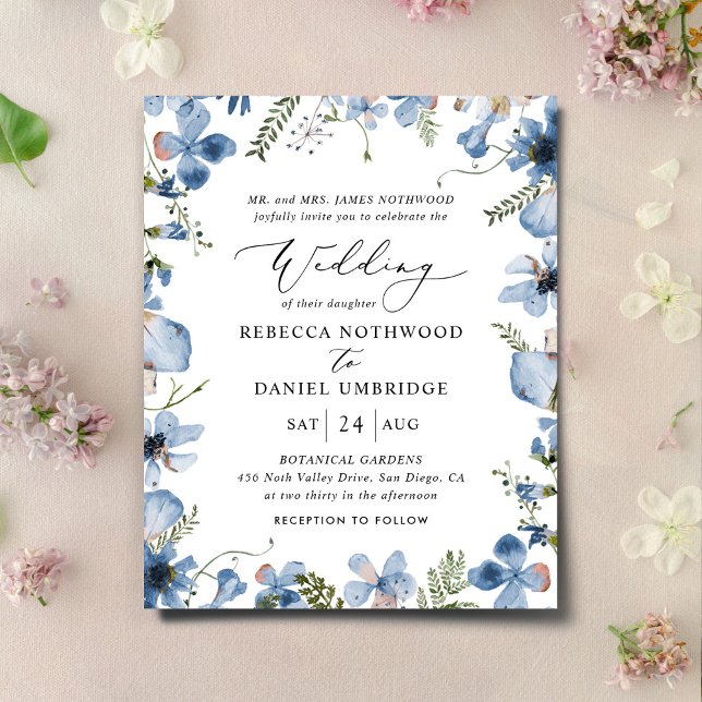 Lámina Invitación a la elegante boda azul del Boho de pre (Subido por el creador)