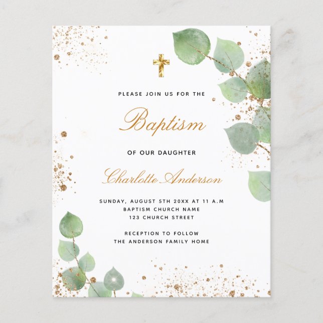 Lámina Invitación a la escritura de oro del bautismo pres (Anverso)