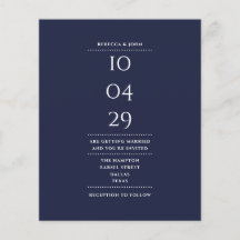 Invitación a la fecha de Boda azul de la Marina de