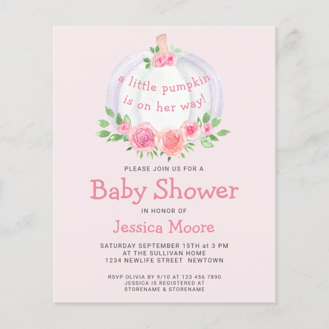 Lámina Invitación a la Fiesta de Baby Shower de Una Calab (Anverso)