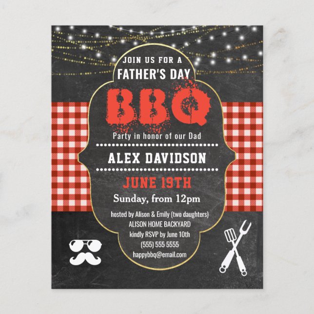 Lámina Invitación a la fiesta de barbacoa del Día del Pad (Anverso)
