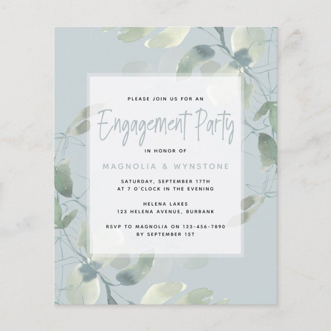 Lámina Invitación a la fiesta de compromiso de Eucalyptus (Anverso)