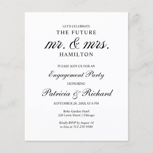 Lámina Invitación a la fiesta de compromiso de futuros es (Anverso)