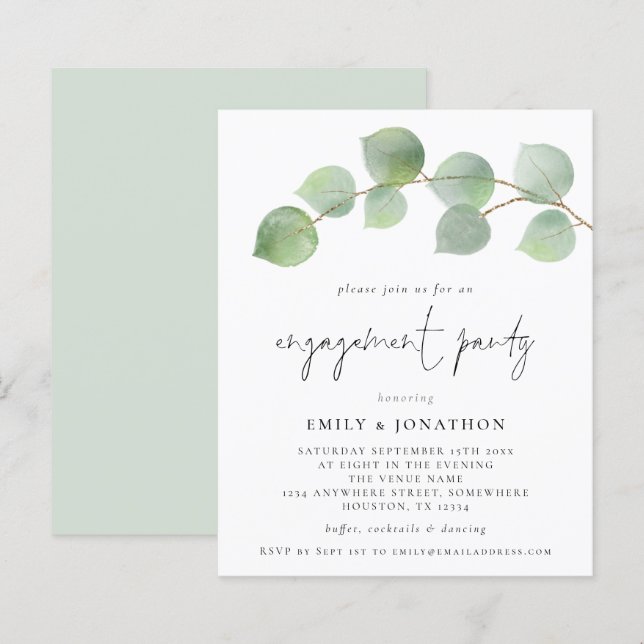 Lámina Invitación a la fiesta de compromiso del eucalipto (Anverso / Reverso)