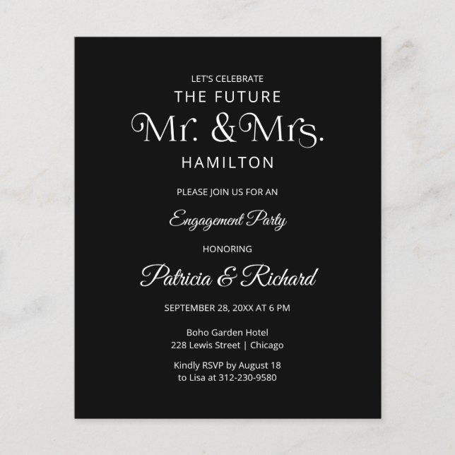 Lámina Invitación a la fiesta de compromiso del futuro Sr (Anverso)