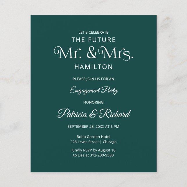 Lámina Invitación a la fiesta de compromiso del futuro Sr (Anverso)