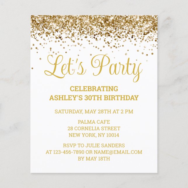 Lámina Invitación a la fiesta de cumpleaños 30 de Budget  (Anverso)