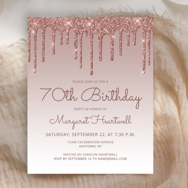 Lámina Invitación a la fiesta de cumpleaños 70 de Gold Gl (Subido por el creador)