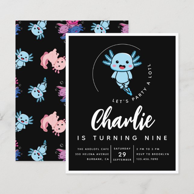 Lámina Invitación a la fiesta de cumpleaños de Axolotl de (Anverso / Reverso)
