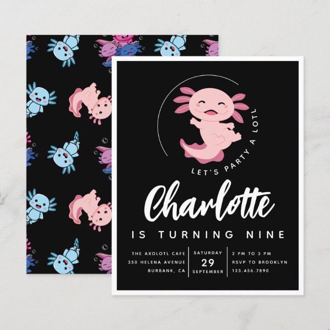 Lámina Invitación a la fiesta de cumpleaños de Axolotl de (Anverso / Reverso)