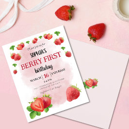 Lámina Invitación a la Fiesta de Cumpleaños de Fresa de B