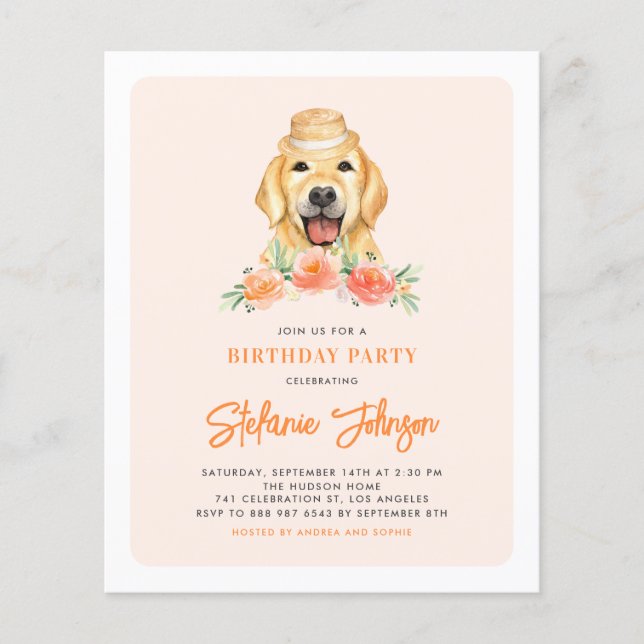 Lámina Invitación a la fiesta de cumpleaños de Golden Ret (Anverso)