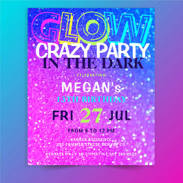 Lámina Invitación a la fiesta de cumpleaños de Neon glow