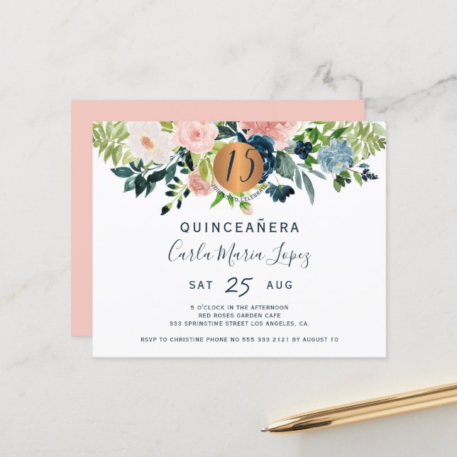 Lámina Invitación a la fiesta de cumpleaños de Quinceañer (Anverso/Reverso In Situ)