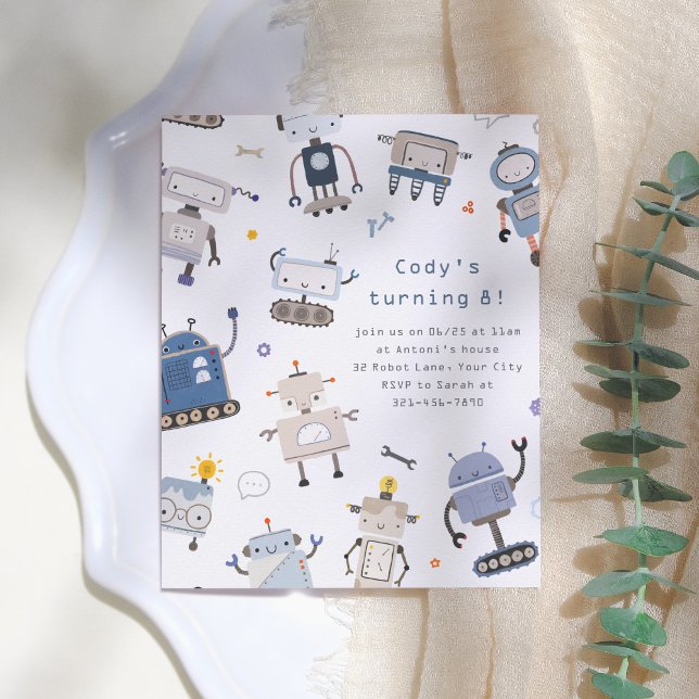 Lámina Invitación a la fiesta de cumpleaños de Robot Pres (Subido por el creador)