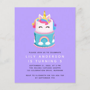 Lámina Invitación a la fiesta de cumpleaños del pastel de