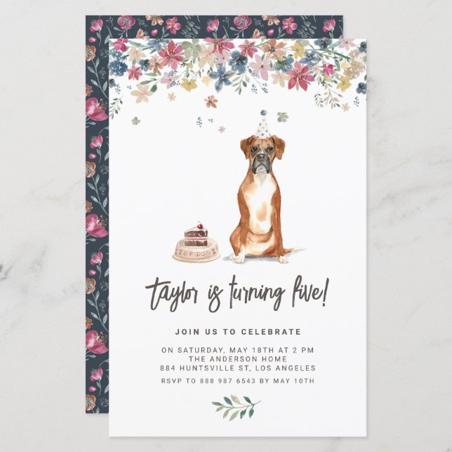 Lámina Invitación a la fiesta de cumpleaños del perro del (Anverso / Reverso)