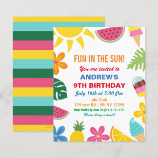 Lámina Invitación a la fiesta de cumpleaños del verano de