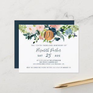 Lámina Invitación a la fiesta de cumpleaños floral número