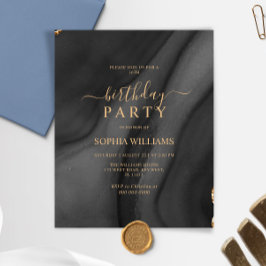 Lámina Invitación a la fiesta de cumpleaños Gold y Black