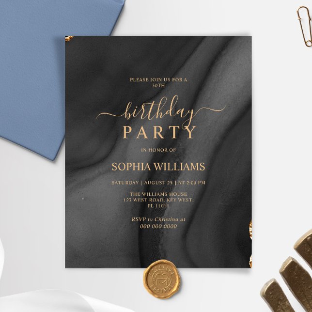 Lámina Invitación a la fiesta de cumpleaños Gold y Black (Subido por el creador)