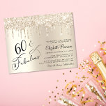 Lámina Invitación a la fiesta de cumpleaños número 60 del<br><div class="desc">Elegante,  moda y presupuesto amistoso para la fiesta de cumpleaños número 60 con "60 & Fabulous" en un guión elegante con un fondo dorado,  con giros de purpurina de imitación dorada.</div>