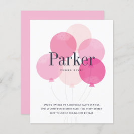 Lámina Invitación a la fiesta de cumpleaños rosa de globo