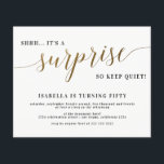 Lámina Invitación a la fiesta de cumpleaños sorpresa con<br><div class="desc">Moderna Fiesta de Aniversario Sorpresa con Guión Elegante De Oro.</div>