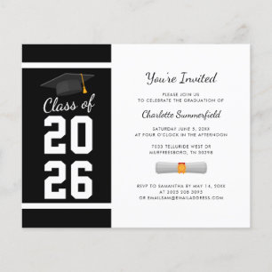 Lámina Invitación a la fiesta de graduación 2026 en negro