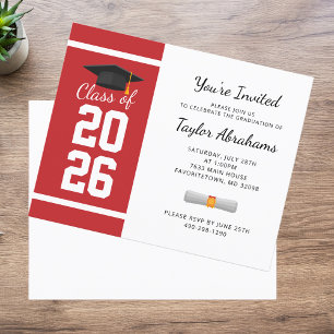 Lámina Invitación a la fiesta de graduación 2026 roja y b